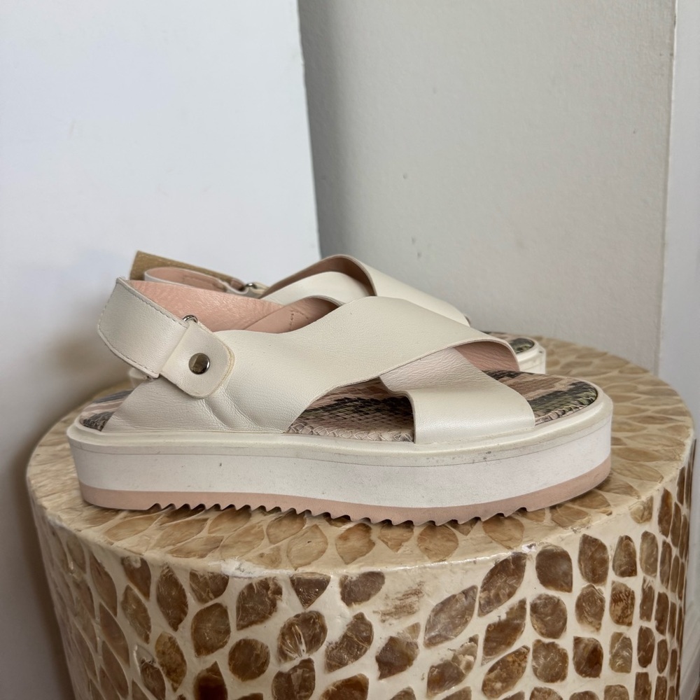 AGL Maya Criss cross Platform Leather Off White Sandals size 36.5 - Picture 2 of 10